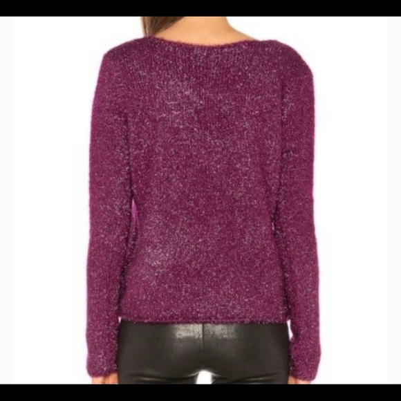 NWT LOVERS + FRIENDS •Gerona Magenta Glitter Sweater - Picture 2 of 8